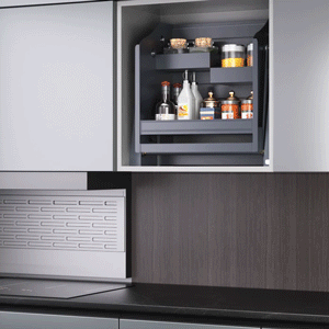 Electric lift cabinet pull-out basket