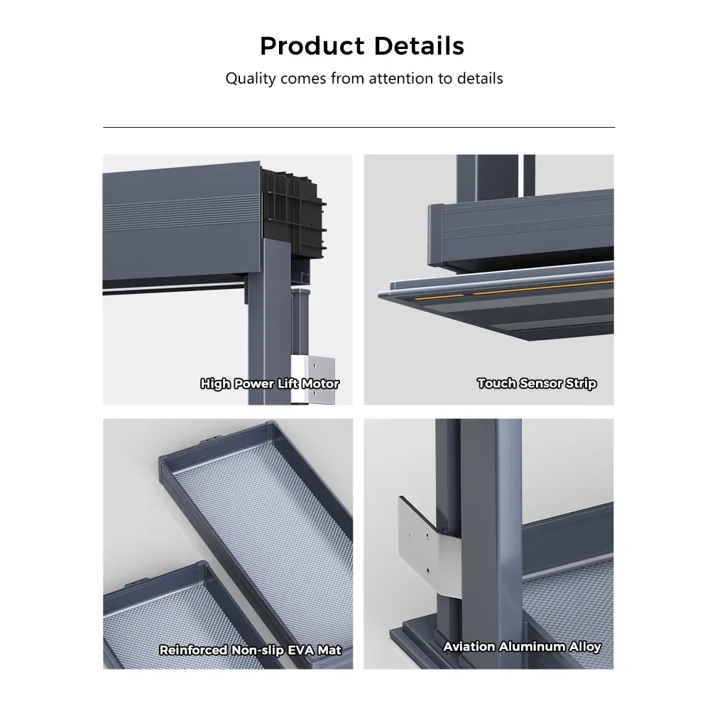 Electric vertical lift spice rack product structure and component details