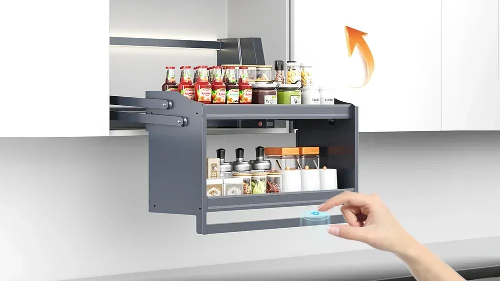 Touch control electric drop-down kitchen cabinet storage lift