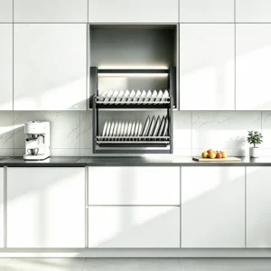 Kitchen metal electric lifting basket dish rack product display
