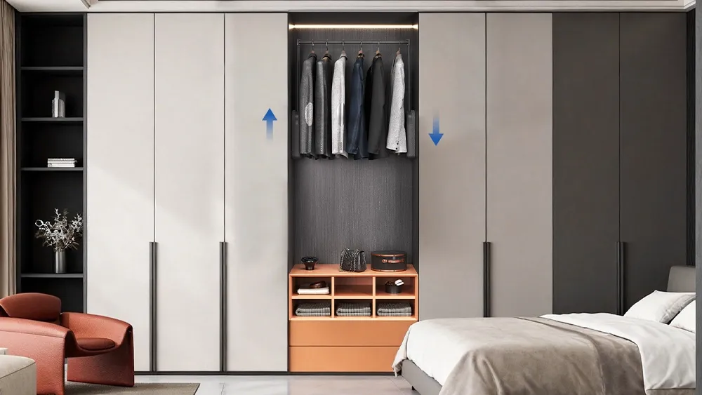 Four point touch control electric wardrobe lift rod