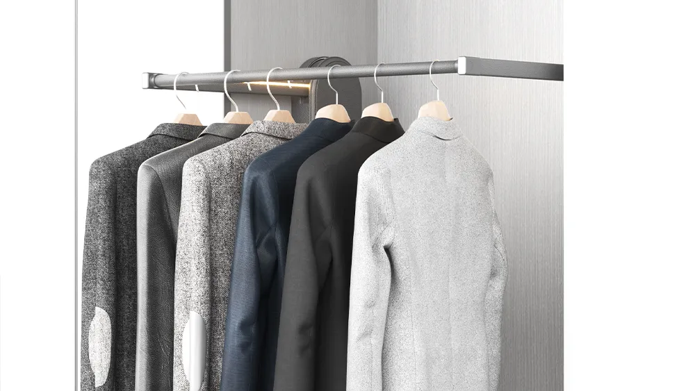 Premium leather finish electric closet rod