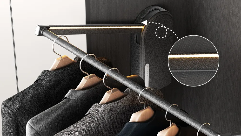 Automatic LED lighting for electric wardrobe lift