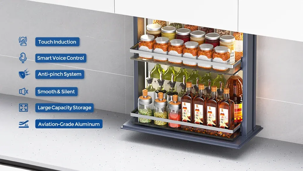 Voice remote and APP control smart kitchen lift system