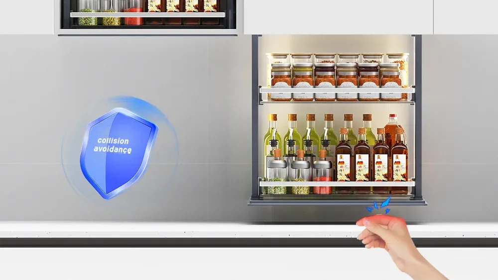 Anti-collision anti-pinch automatic spice rack system