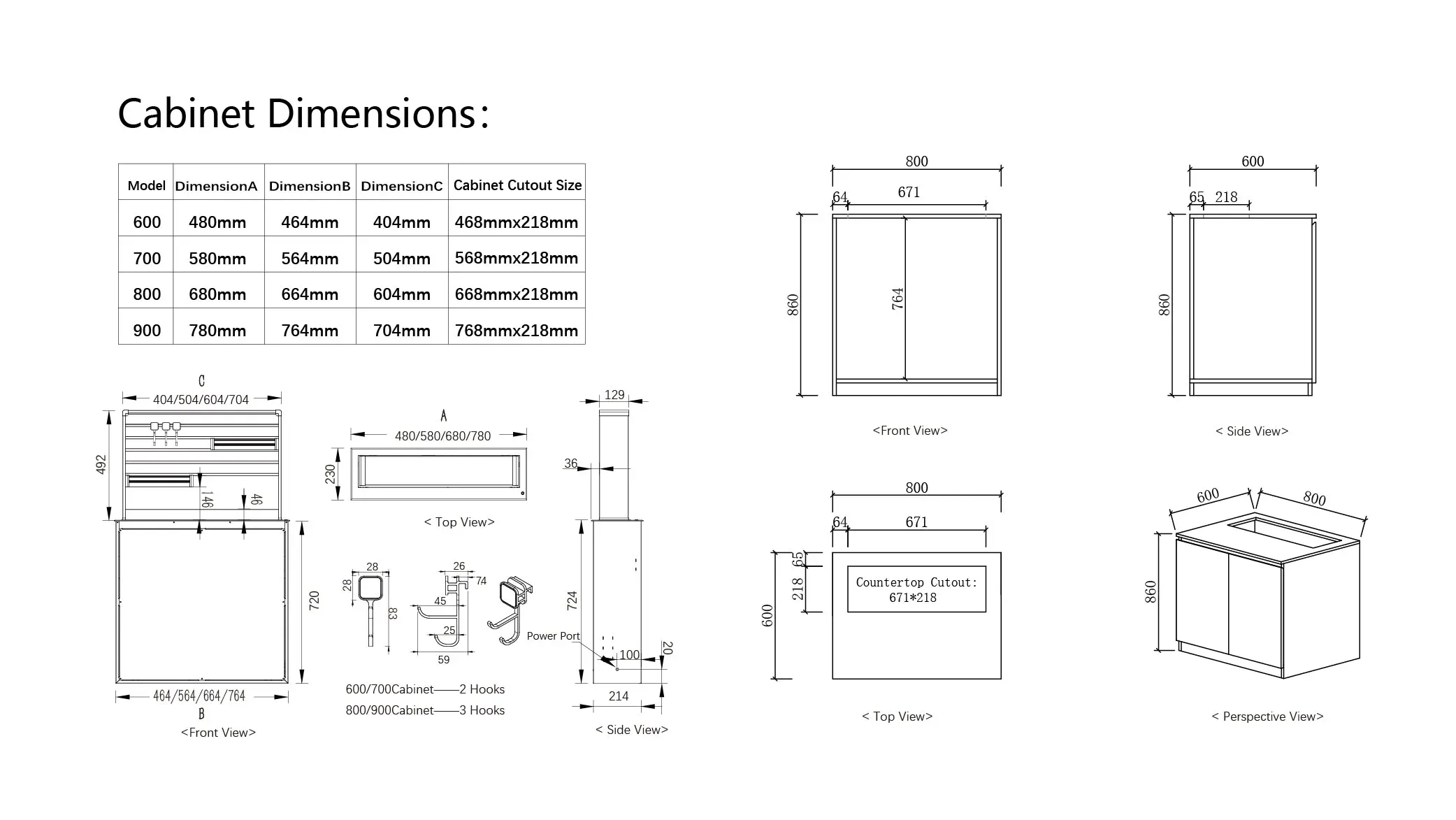 Kitchen island lift storage system dimensions and installation size