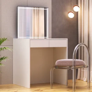 Automatically Lifting Mirror raised for vanity table application