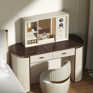 Smart vanity makeup table with hidden electric lifting design