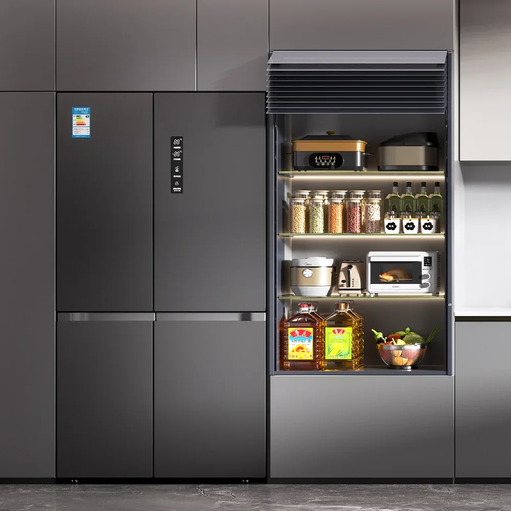 Electric lifting shutter smart cabinet door for modern cabinetry